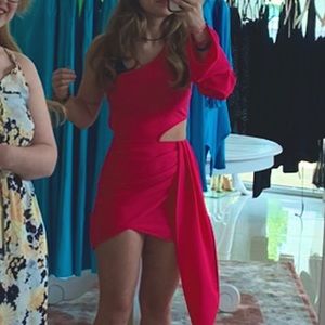 Small, hot pink one shoulder MONACO Dress